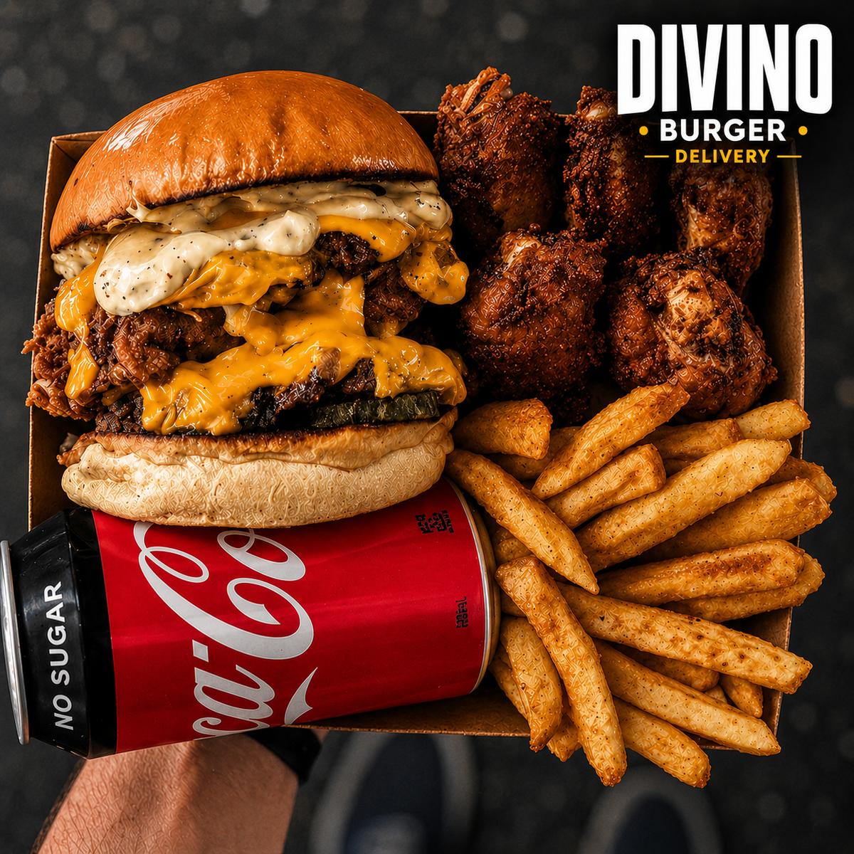 COMBO Solteiro - 1X Classic Chicken Cheese + Coca-Cola + 500g Fritas + 500g de Frango Frito